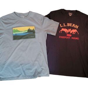 2 Men's Size Small L.L. Bean Short Sleeve T-shirts with Print